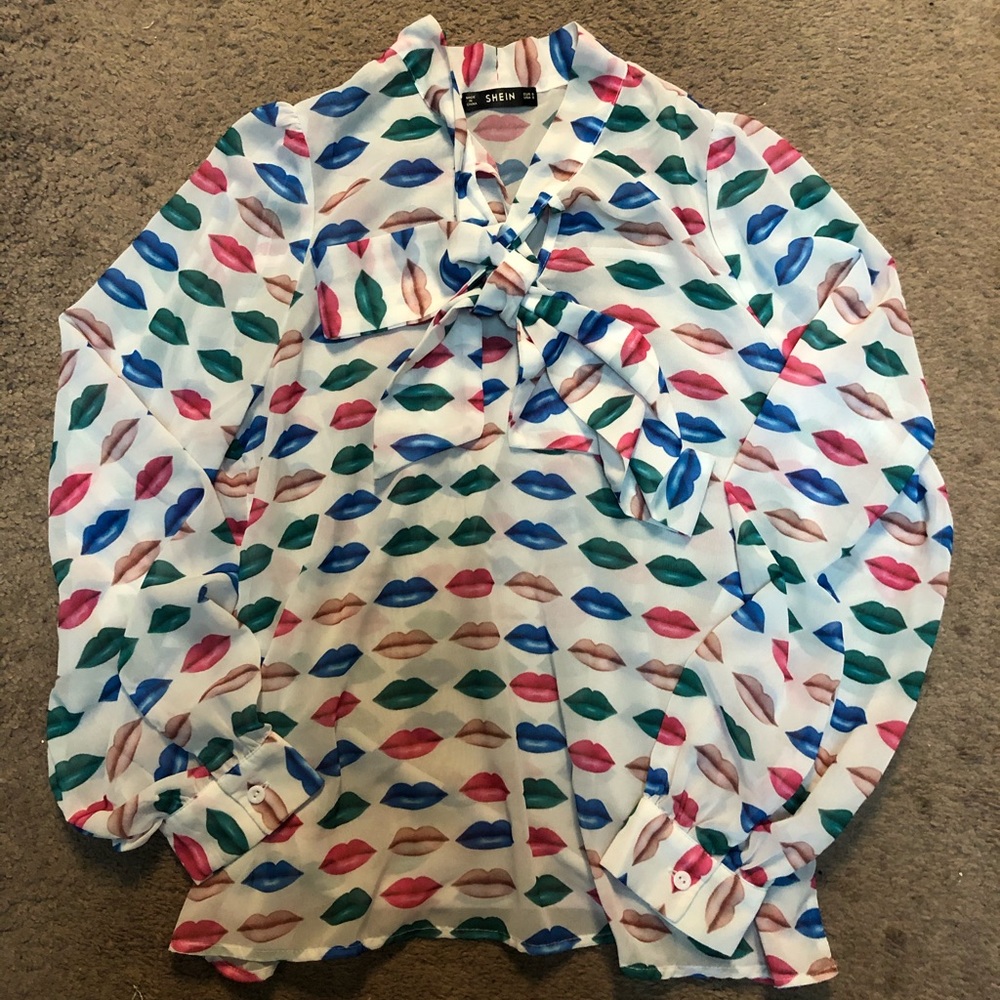 Multicolor Lipstick secretary blouse